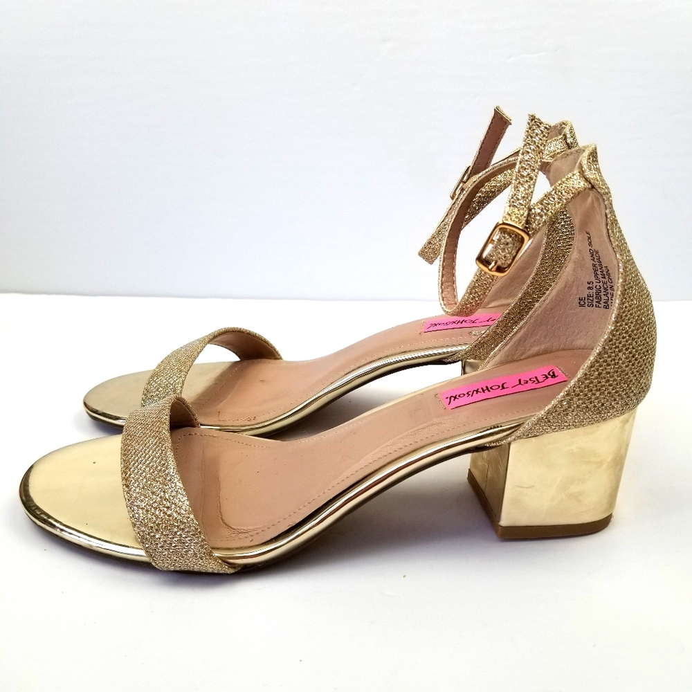 Betsey Johnson Gold Ankle Strap Low Heels